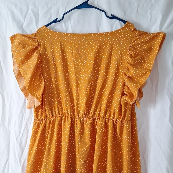 3/$20--SHEIN Boho Midi Dress Polka Dot With Ruffles, Burnt Orange, Sz 18, NWOT - Picture 10 of 12